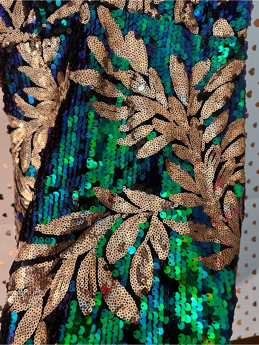 Fashion Nova Green and Gold Sequin Mini Skirt
